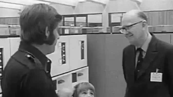 Science fiction writer Arthur C. Clarke makes the bold claim that one day computers will allow people to work from home and access their banking records.