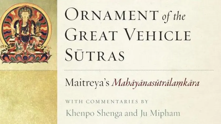 This new book contains important commentaries by Lama Mipham and Khenpo Shenga on one of the major classics of Indian Buddhism: The Ornament of the Great Vehicle Sutras by Maitreya. Translated by Dharmachakra Translation Committee under the guidance of Chokyi Nyima Rinpoche. Published by Shambhala Publications (1040 pages). // The Buddhist masterpiece Ornament of the Great Vehicle Sūtras, often referred to by its Sanskrit title, Mahāyānasūtrālaṃkāra, is part of a collection known as the Five Maitreya Teachings, a set of philosophical works that have become classics of the Indian Buddhist tradition. Maitreya, the Buddha’s regent, is held to have entrusted these profound and vast instructions to the master Asaṅga in the heavenly realm of Tuṣita.